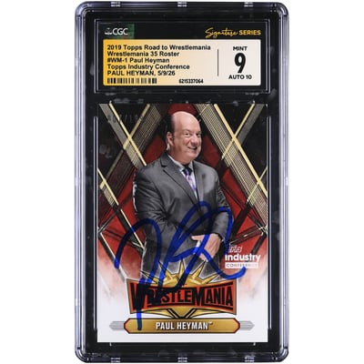 Paul Heyman WWE Autographed 2019 Topps Road to WrestleMania 35 Roster #WM-1 #/199 CGC Fanatics Witnessed Authenticated 9/10 Card