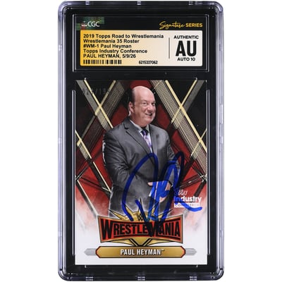 Paul Heyman WWE Autographed 2019 Topps Road to WrestleMania 35 Roster #WM-1 #/199 CGC Fanatics Witnessed Authenticated AUTO 10 Card