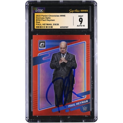 Paul Heyman WWE Autographed 2022 Panini Chronicles Donruss Optic Red #354 #/199 CGC Fanatics Witnessed Authenticated 9/10 Card