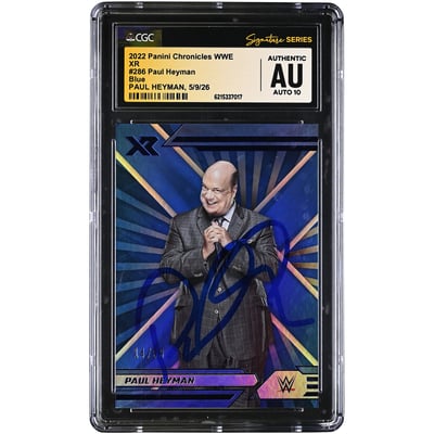 Paul Heyman WWE Autographed 2022 Panini Chronicles XR Blue #286 #/99 CGC Fanatics Witnessed Authenticated AUTO 10 Card