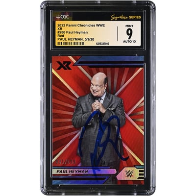 Paul Heyman WWE Autographed 2022 Panini Chronicles XR Red #286 #/199 CGC Fanatics Witnessed Authenticated 9/10 Card
