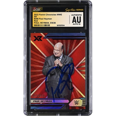 Paul Heyman WWE Autographed 2022 Panini Chronicles XR Red #286 #/199 CGC Fanatics Witnessed Authenticated AUTO 10 Card