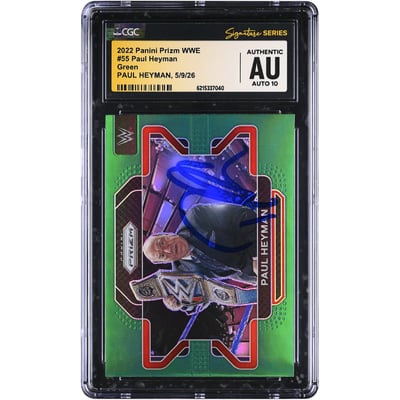 Paul Heyman WWE Autographed 2022 Panini Prizm Green #55 CGC Fanatics Witnessed Authenticated AUTO 10 Card