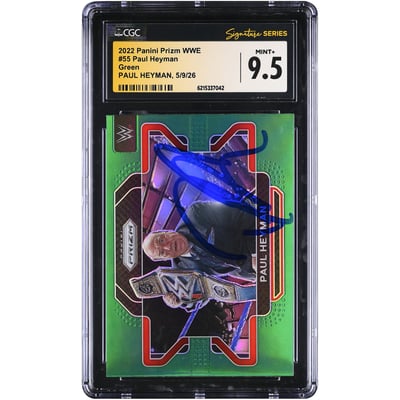Paul Heyman WWE Autographed 2022 Panini Prizm Green #55 CGC Fanatics Witnessed Authenticated MINT+ 9.5 Card