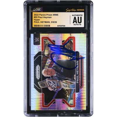 Paul Heyman WWE Autographed 2022 Panini Prizm Hyper #55 CGC Fanatics Witnessed Authenticated AUTO 10 Card