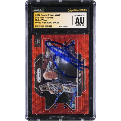 Paul Heyman WWE Autographed 2022 Panini Prizm Ruby Wave #55 CGC Fanatics Witnessed Authenticated AUTO 10 Card