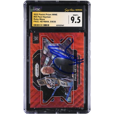 Paul Heyman WWE Autographed 2022 Panini Prizm Ruby Wave #55 CGC Fanatics Witnessed Authenticated MINT+ 9.5 Card