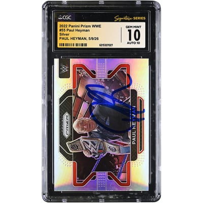 Paul Heyman WWE Autographed 2022 Panini Prizm Silver #55 CGC Fanatics Witnessed Authenticated 10/10 Card