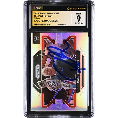 Paul Heyman WWE Autographed 2022 Panini Prizm Silver #55 CGC Fanatics Witnessed Authenticated 9/10 Card