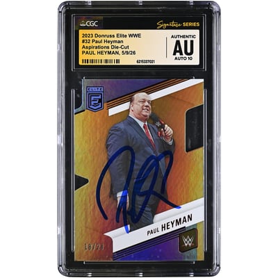 Paul Heyman WWE Autographed 2023 Donruss Elite Aspirations Die-Cut #32 #/24 CGC Fanatics Witnessed Authenticated AUTO 10 Card