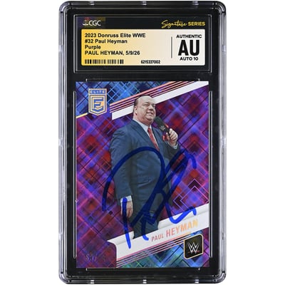 Paul Heyman WWE Autographed 2023 Donruss Elite Purple #32 #/99 CGC Fanatics Witnessed Authenticated AUTO 10 Card