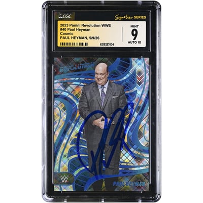 Paul Heyman WWE Autographed 2023 Panini Revolution Cosmic #40 #/149 CGC Fanatics Witnessed Authenticated 9/10 Card
