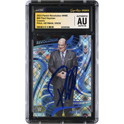 Paul Heyman WWE Autographed 2023 Panini Revolution Cosmic #40 #/149 CGC Fanatics Witnessed Authenticated AUTO 10 Card