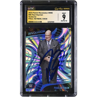 Paul Heyman WWE Autographed 2023 Panini Revolution Sunburst #40 #/99 CGC Fanatics Witnessed Authenticated 9/10 Card
