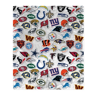 NFL Pegasus Team Sticker Logos 50" x 60" Ultra Soft Blanket