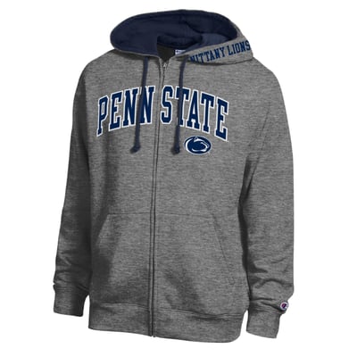 Penn State Nittany Lions Champion Arch Logo Full-Zip Fleece Hoodie - Heather Charcoal