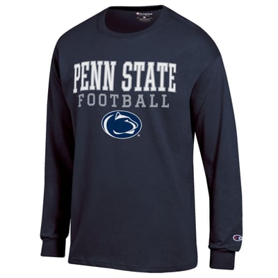 Penn State Nittany Lions Champion Football Stack Long Sleeve T-Shirt - Navy