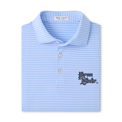  Penn State Nittany Lions Peter Millar Tiebreaker Performance Jersey Stripe Polo - Light Blue
