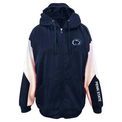Penn State Nittany Lions Profile Big & Tall Sleeve Block Full-Zip Hoodie - Navy