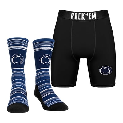  Penn State Nittany Lions Rock Em Primary Crew Socks & Boxer Briefs Combo Pack