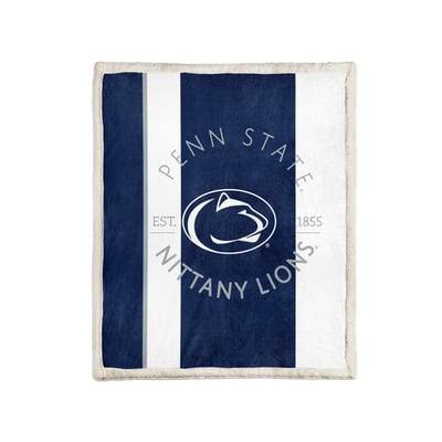 Penn State Nittany Lions Pegasus Block Stripe 50" x 60" Ultra Cozy Sherpa Blanket
