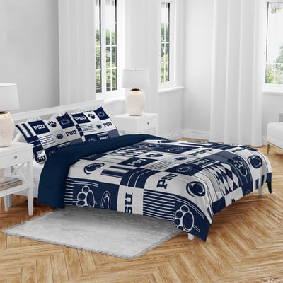 Penn State Nittany Lions Pegasus Patchwork Plaid Three-Piece Full/Queen Bed in a Bag Set