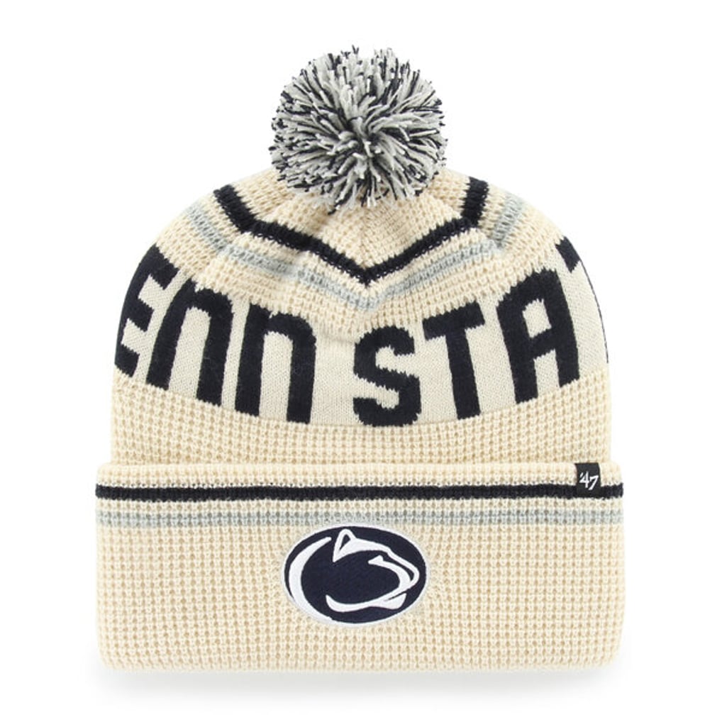  Penn State Nittany Lions '47 Unisex Quattrle Waffle Cuffed Knit Hat with Pom - Cream
