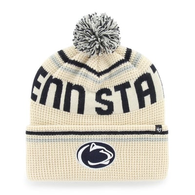  Penn State Nittany Lions '47 Unisex Quattrle Waffle Cuffed Knit Hat with Pom - Cream