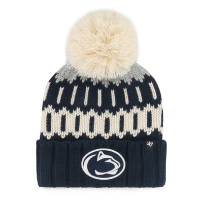 Penn State Nittany Lions '47 Unisex Seasonal Chainstitch Knit Hat with Pom - Navy