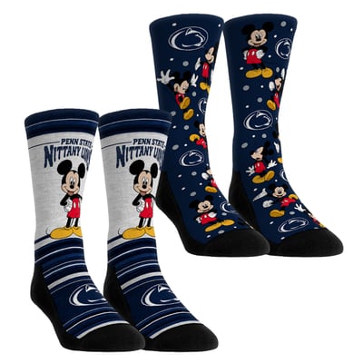  Penn State Nittany Lions Rock Em Unisex Mickey Mouse Two-Pack Crew Socks Set - Navy