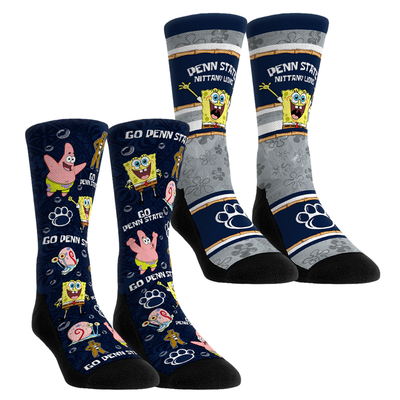 Penn State Nittany Lions Rock Em Unisex SpongeBob SquarePants Two-Pack Crew Socks Set - Navy