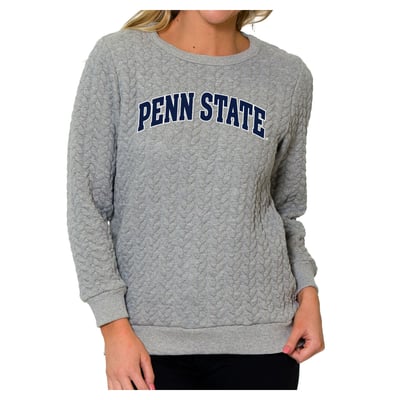 Penn State Nittany Lions Flying Colors Apparel Women's Kinsley Quilted Sweater - Heather Gray
