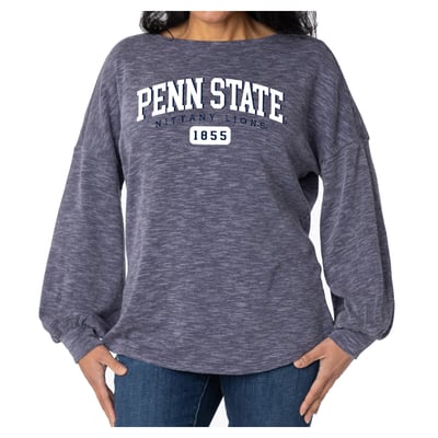 Penn State Nittany Lions Flying Colors Apparel Women's Josie Balloon Sleeve Long Sleeve Tunic T-Shirt - Navy
