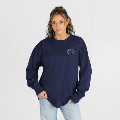  Penn State Nittany Lions Gameday Couture Women's Light It Up Rhinestone Long Sleeve T-Shirt - Navy