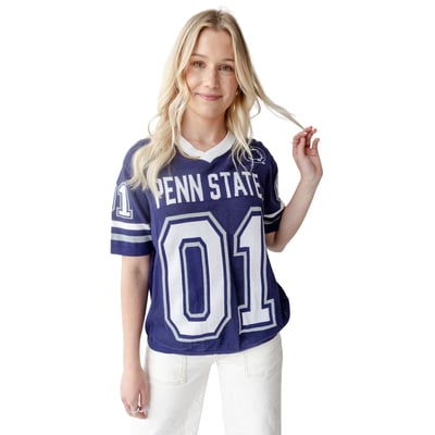  Penn State Nittany Lions Gameday Social Women's Knit Football Jersey Sweater - Navy