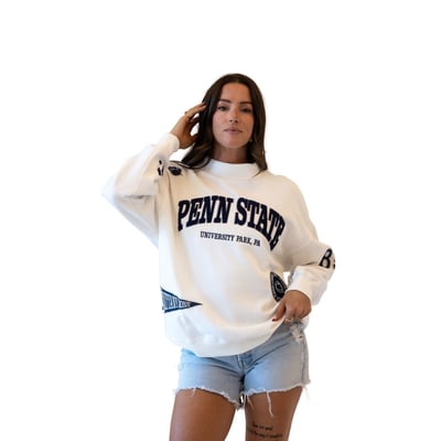 Penn State Nittany Lions Gameday Social Women's Patch Mockneck Sweatshirt - White
