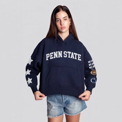 Penn State Nittany Lions Hype and Vice Women's Cropped Spirit Hoodie - Navy