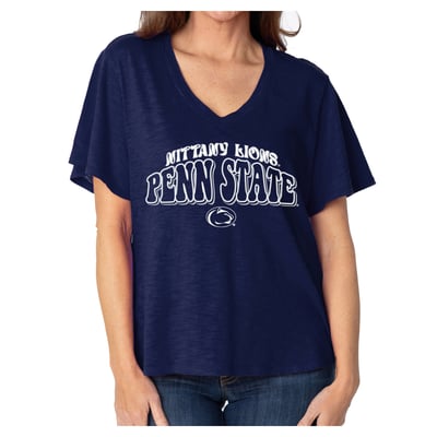  Penn State Nittany Lions Women's Fawn Flutter Sleeve T-Shirt - Navy
