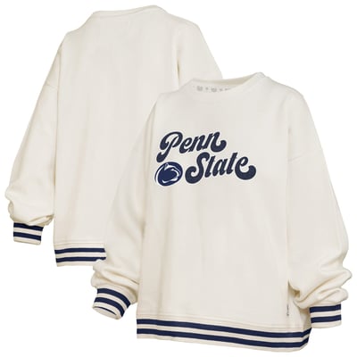 Penn State Nittany Lions Pressbox Women's Bonanza Chenille Ribbed Sweatshirt - Cream