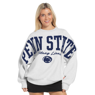 Penn State Nittany Lions Pressbox Women's Flannigan Oversized Fleece Sweatshirt - Heather Gray