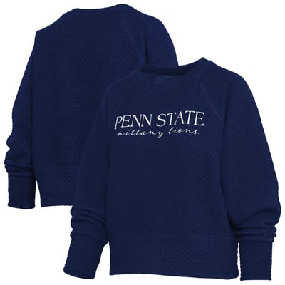 Penn State Nittany Lions Pressbox Women's Champagne Nova Quilted Sweatshirt - Navy