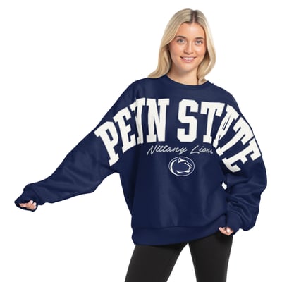 Penn State Nittany Lions Pressbox Women's Flannigan Oversized Dolman Pullover Sweatshirt - Navy