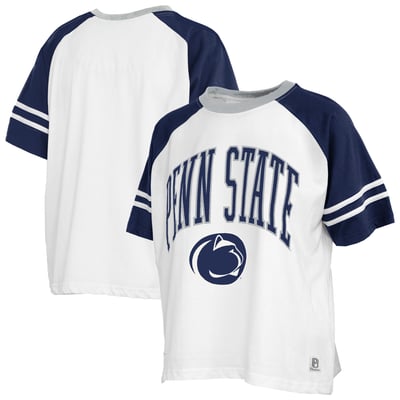  Penn State Nittany Lions Pressbox Women's Sky Colorblock Slub T-Shirt - White