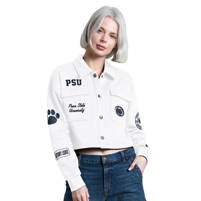 Penn State Nittany Lions Starter Women's Anchor Full Snap Cropped Shacket - White
