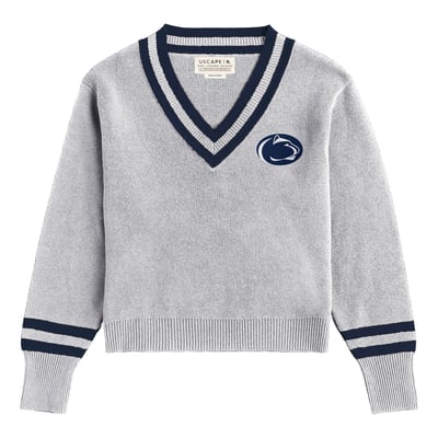 Penn State Nittany Lions Uscape Apparel Women's Renew V-Neck Sweater - Ash