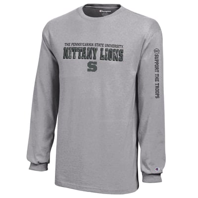  Penn State Nittany Lions Champion Youth Operation Hat Trick Long Sleeve T-Shirt - Heather Gray