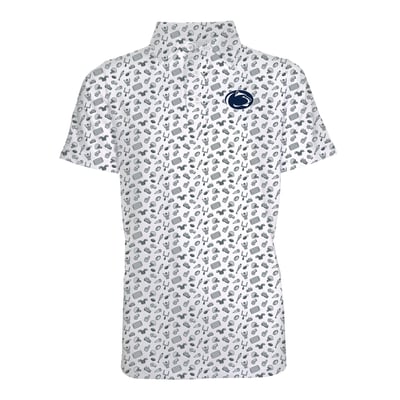 Penn State Nittany Lions Garb Youth Tom All-Over Football Print Polo - Gray