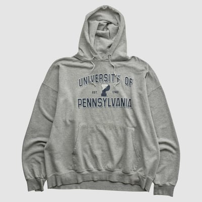 Pennsylvania Quakers Champion 2000s Hooded Pullover Sweatshirt - Heather Gray - XL by Fanatics Real Vintage