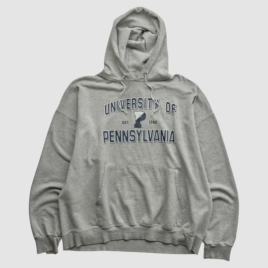 Pennsylvania Quakers Champion 2000s Hooded Pullover Sweatshirt - Heather Gray - XL by Fanatics Real Vintage