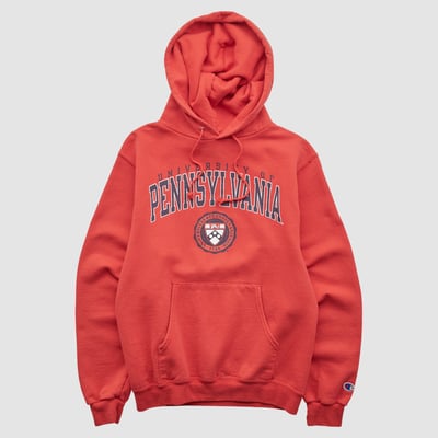 Pennsylvania Quakers Champion 2000s Hooded Pullover Sweatshirt - Red - XS by Fanatics Real Vintage